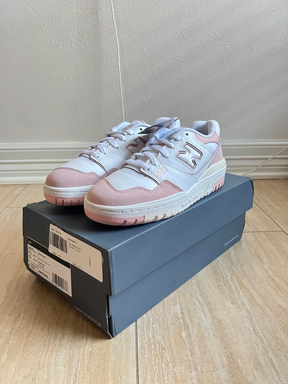 Size 6.5W - New Balance 550 White Pink Blanc Rose (NEW)